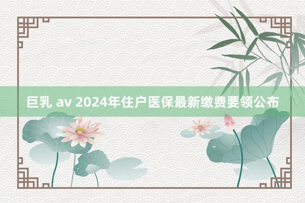 巨乳 av 2024年住户医保最新缴费要领公布