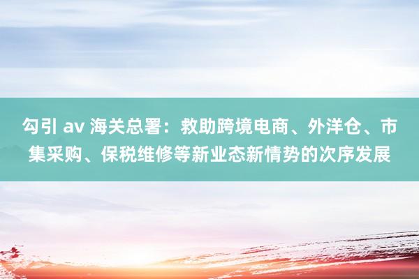 勾引 av 海关总署：救助跨境电商、外洋仓、市集采购、保税维修等新业态新情势的次序发展