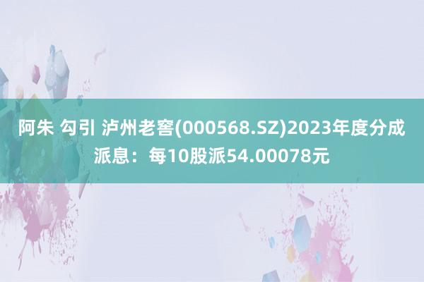 阿朱 勾引 泸州老窖(000568.SZ)2023年度分成派息：每10股派54.00078元