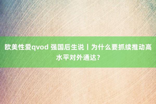 欧美性爱qvod 强国后生说丨为什么要抓续推动高水平对外通达？